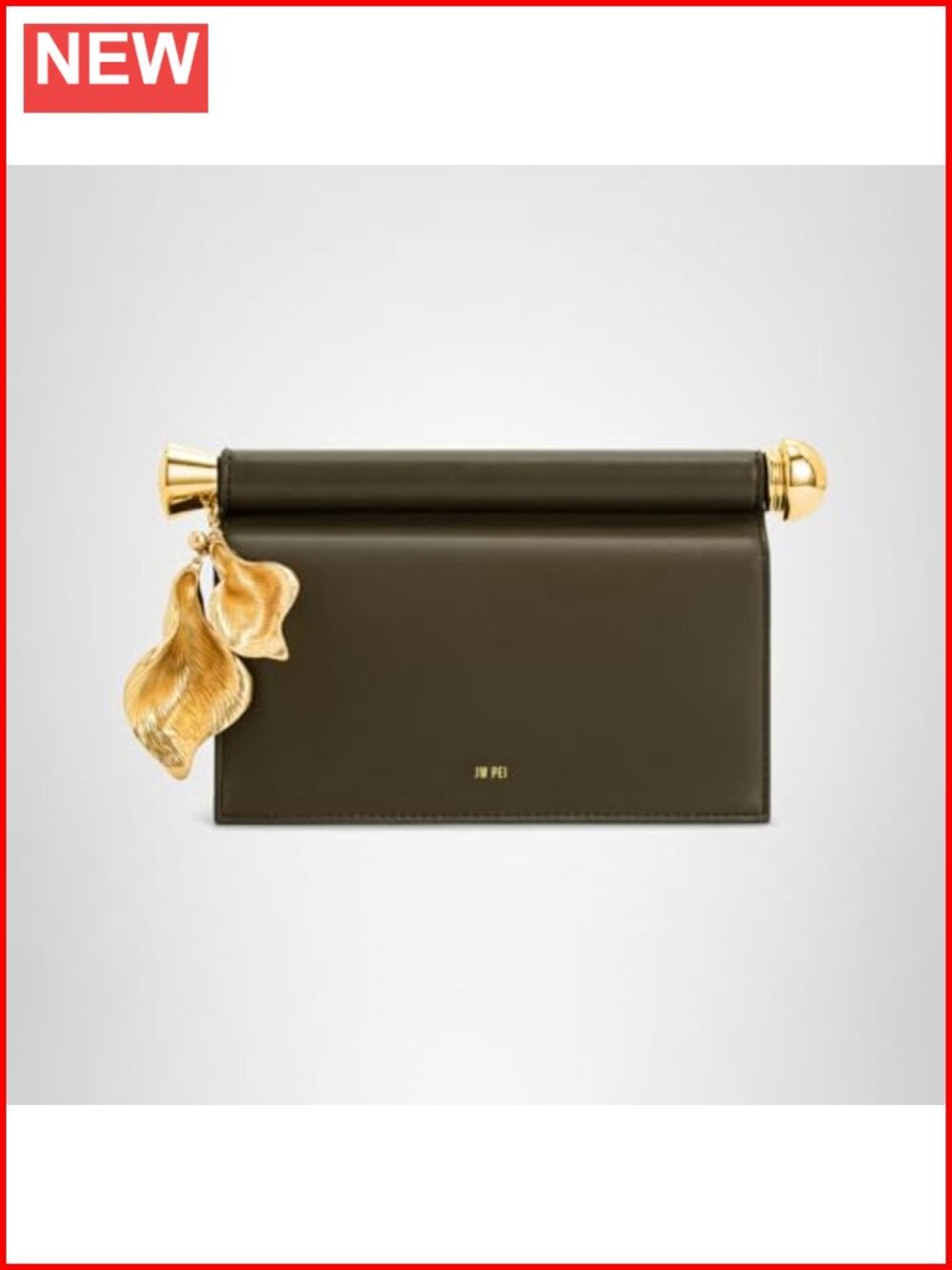 Vegan Leather Metal Pendant Embellished Clutch Evening Bag